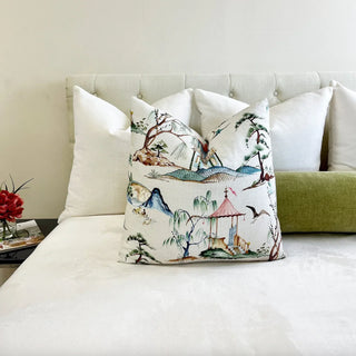 Cream Chinoiserie Throw Pillow