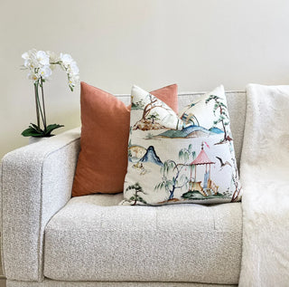 Cream Chinoiserie Throw Pillow