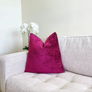 Magenta Pink Chenille Throw Pillow