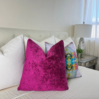 Magenta Pink Chenille Throw Pillow