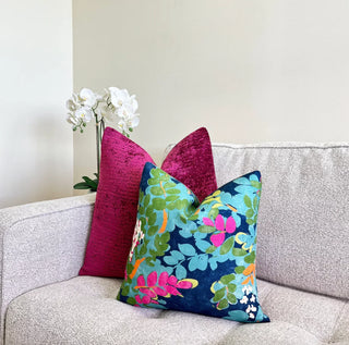 Magenta Pink Chenille Throw Pillow