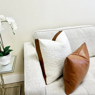 Cognac Vegan Leather Throw Pillow