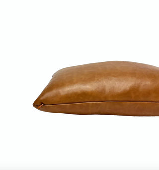 Cognac Vegan Leather Throw Pillow