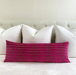 Magenta Geometric Velvet Throw Pillow