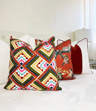 Embroidered Green Multi Throw Pillow