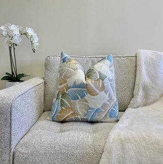 Multicolor Embroidered Leaves Throw Pillow