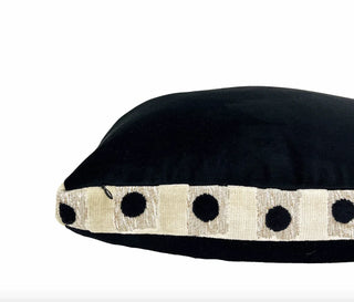 Black Velvet and Onyx Cream Velvet Box Throw Pillow
