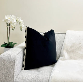 Black Velvet and Onyx Cream Velvet Box Throw Pillow