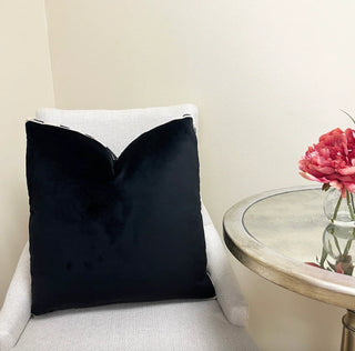 Black Velvet and Onyx Cream Velvet Box Throw Pillow