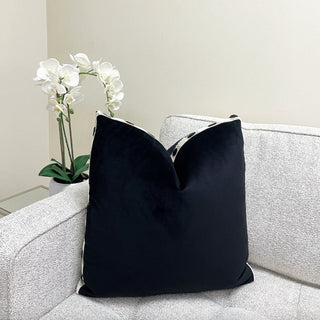 Black Velvet and Onyx Cream Velvet Box Throw Pillow