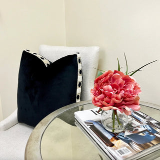 Black Velvet and Onyx Cream Velvet Box Throw Pillow