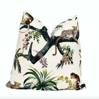 Cream Jungle Throw Pillow