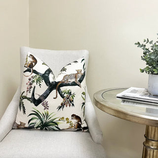 Cream Jungle Throw Pillow