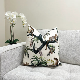 Cream Jungle Throw Pillow