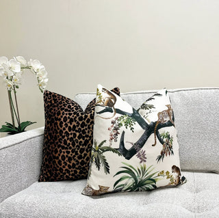 Cream Jungle Throw Pillow
