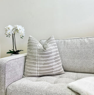 Cream Geometric Velvet Throw Pillow