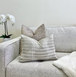 Cream Geometric Velvet Throw Pillow