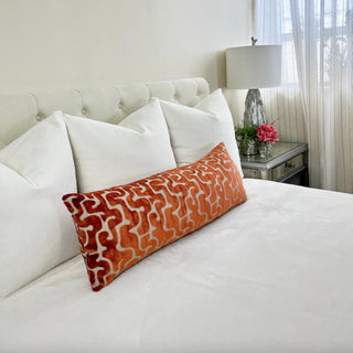 Orange Maze Velvet Throw Pillow