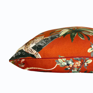 Vermilion Orange Jungle Scene Throw Pillow