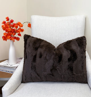 Chocolate Faux Fur Throw Pillow