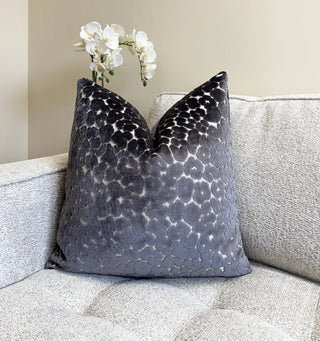 Graphite Leopard Velvet Throw Pillow