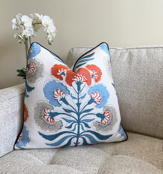 Thibaut Tybee Tree Coral French Blue Throw Pillow Cover