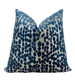 Aegean Blue Oval Velvet Throw Pillow