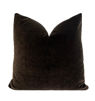 Brown Solid Velvet Throw Pillow