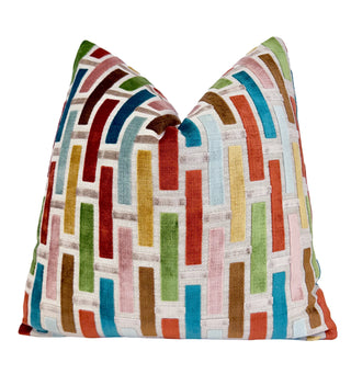 Linea Blush Geometric Velvet Throw Pillow