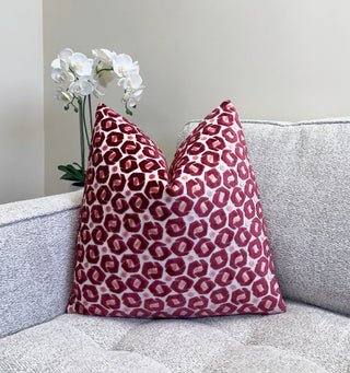 Burgundy Blush Broken Rings Velvet Throw Pillow
