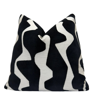 Black Graphic Velvet Throw Pillow