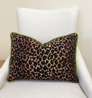 Leopard Noir Welted Throw Pillow