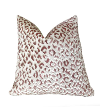 Blush and Natural Velvet Leopard Throw Pillow