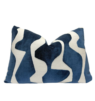 Blue Graphic Velvet Throw Pillow