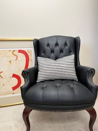 black natural chenille linen black chair