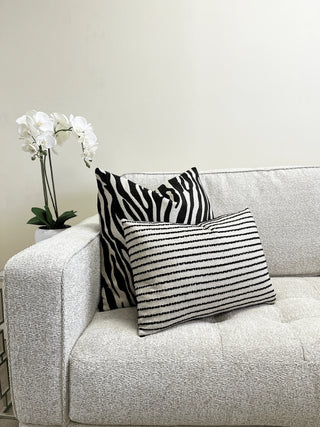 black natural chenille linen couch zebra