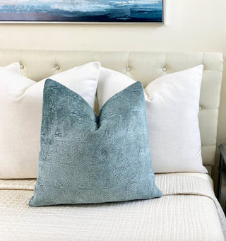Lake Blue Chenille Throw Pillow