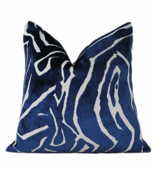 Blue Abstract Velvet Throw Pillow