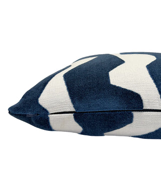 Blue Graphic Velvet Throw Pillow