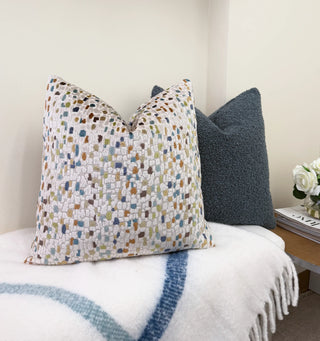 Sea Glass Mosaic Velvet Throw Pillow