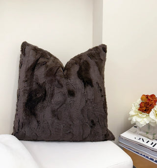 Chocolate Faux Fur Throw Pillow