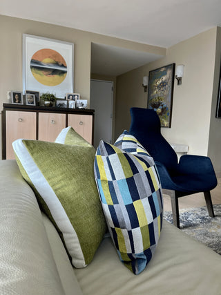 chartreuse and off white box apartment