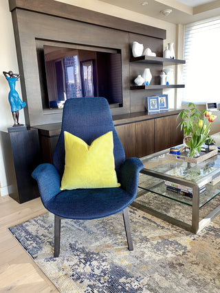 citron on blue chair_