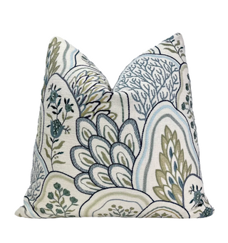 Coastal Embroidered Throw Pillow