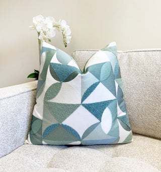 Cyan Embroidered Throw Pillow