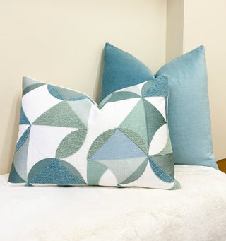 Cyan Embroidered Throw Pillow