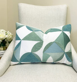 Cyan Embroidered Throw Pillow