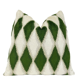 Forest Green Harlequin Velvet Throw Pillow