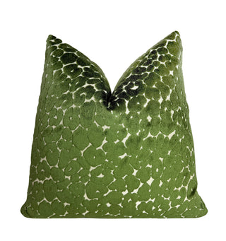 Emerald Leopard Velvet Throw Pillow