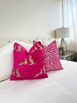 embroidered Pink Cheetah bed